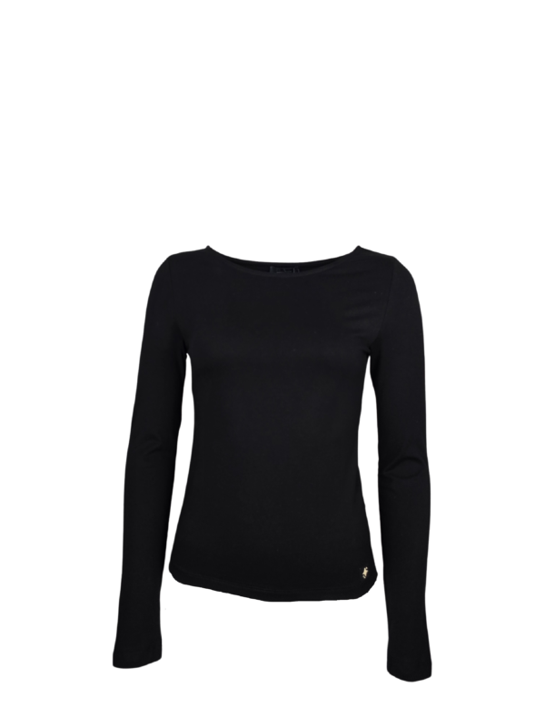 Rahat ve Şık Kayık Yakalı Siyah T-shirt - Görsel 4