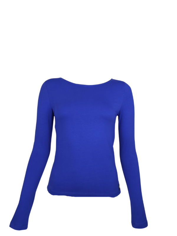 Rahat ve Şık Kayık Yakalı Morcivert T-shirt - Görsel 5