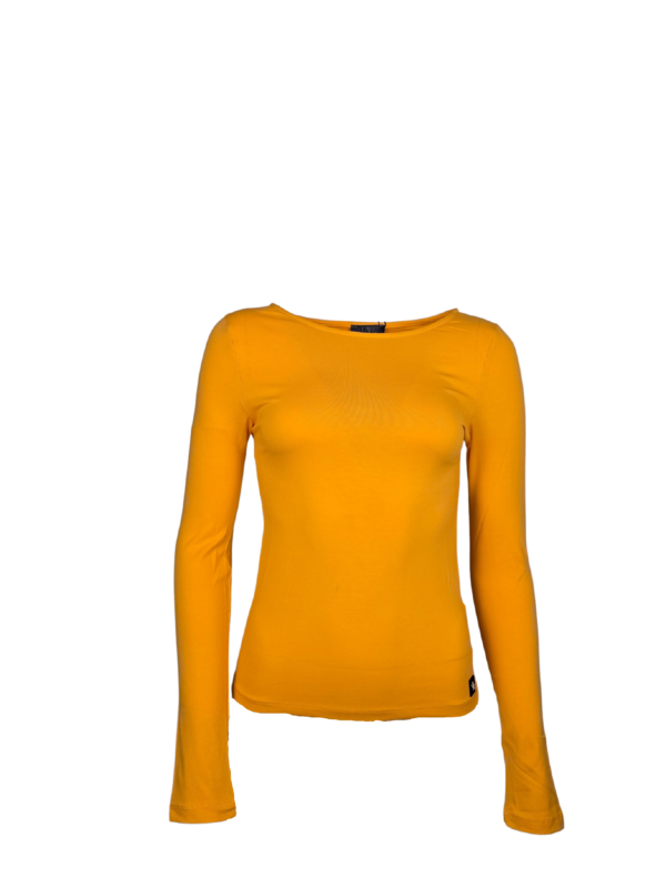 Rahat ve Şık Kayık Yakalı Turuncu T-shirt - Görsel 5