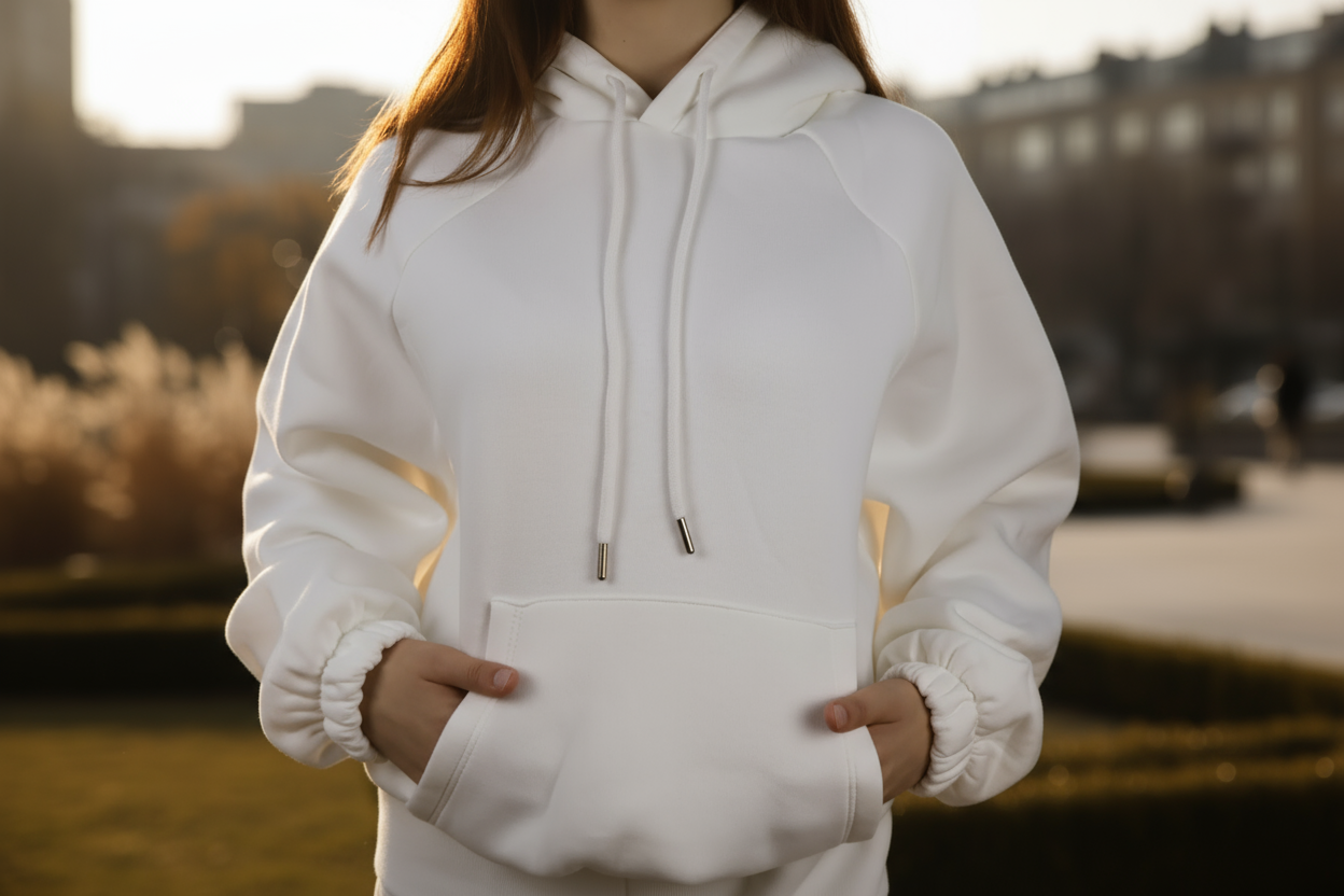 Kadın Oversize Kapüşonlu Eşofman Takımı PREMIUM Kalite | Beyaz Kışlık Jogger Seti - Görsel 6