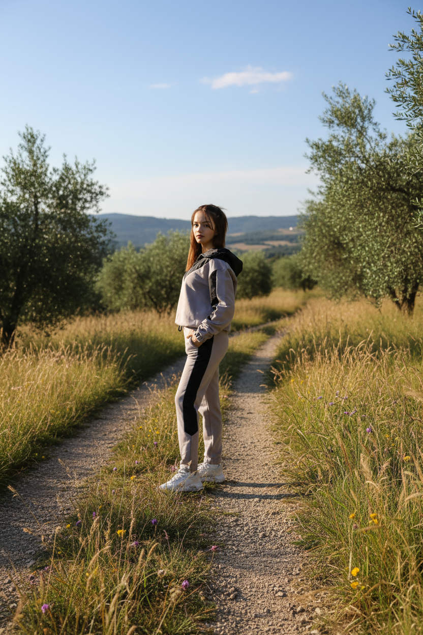 Kadın Şık Garnili Gri - Siyah Eşofman Takımı - Yüksek Kaliteli Kapüşonlu Jogger Seti - Görsel 3